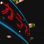 Karaoke Japan - black and red neon signage