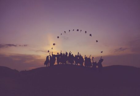 Japanese Education - silhouette of people standing on hill