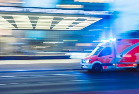 Emergency - red vehicle in timelapse photography