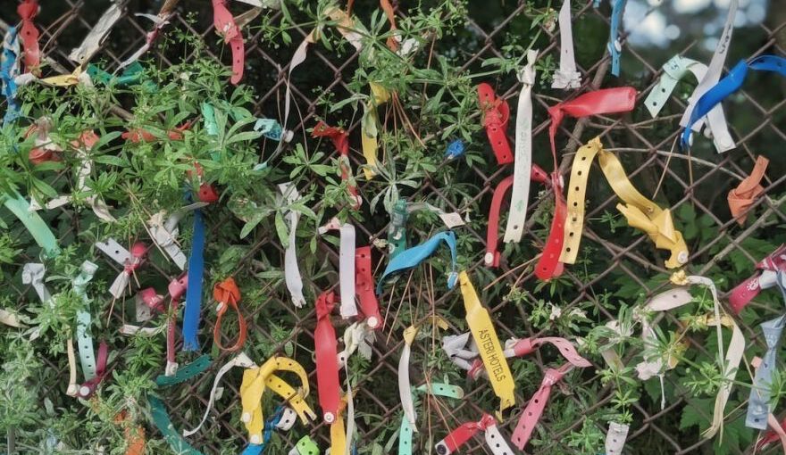 Japanese Customs - a bunch of colorful objects in a grassy area