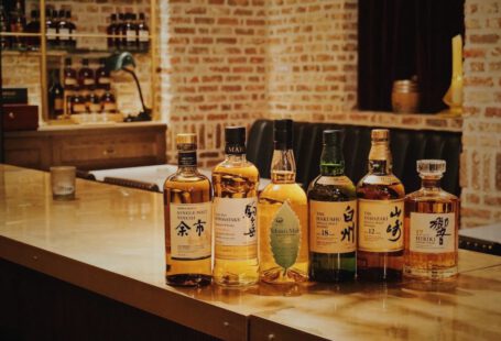 Japanese Whiskies - six liquor bottles
