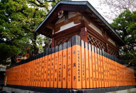 Visit Japan - brown wooden gate near green trees during daytime