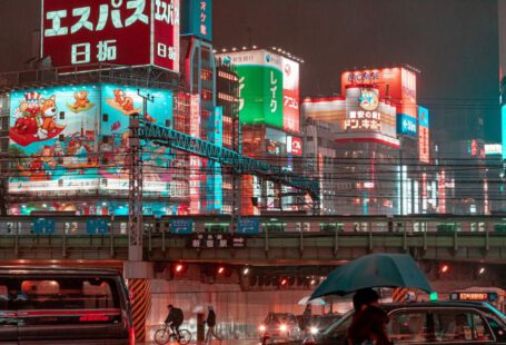 Japanese Anime - people walking on street during night time