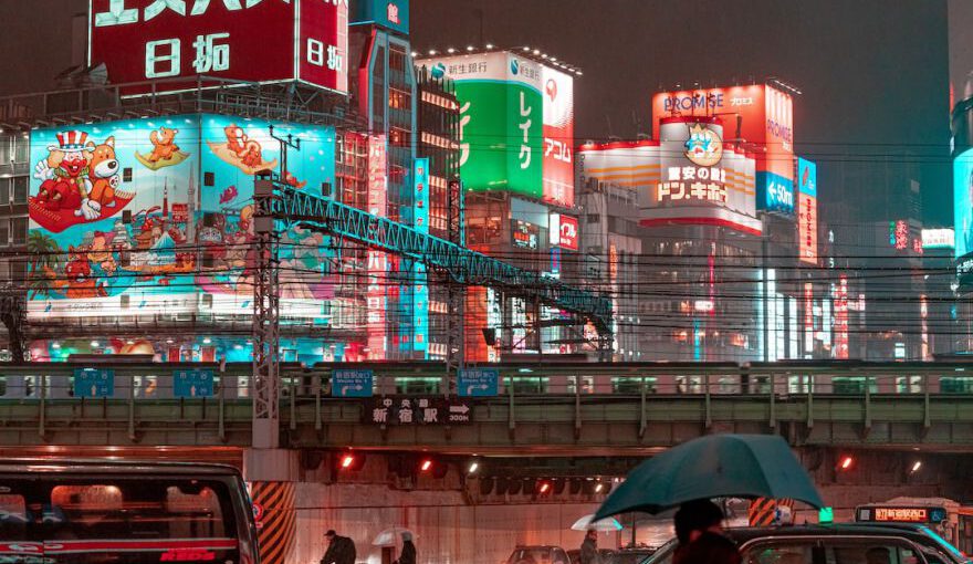 Japanese Anime - people walking on street during night time