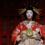 Kabuki Theatre - woman in red and white kimono